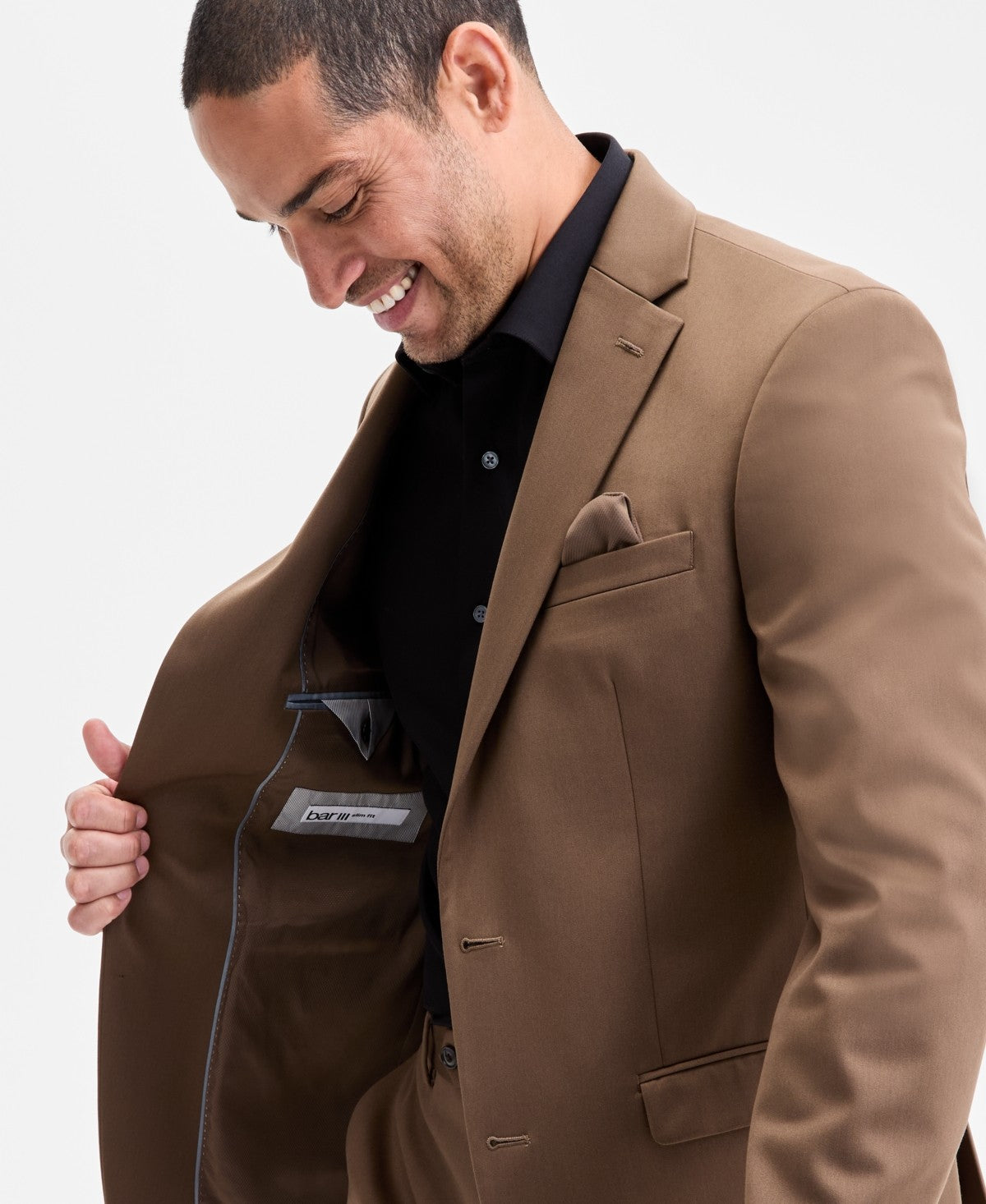 Bar Iii Mens Slim fit Suit Jacket Blazer 38 S Brown Solid