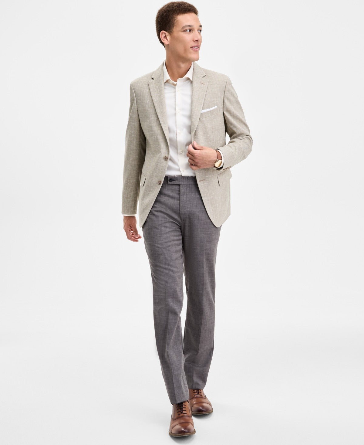 Tommy Hilfiger Mens Modern fit Sport Coat Blazer 48 R Tan Herringbone