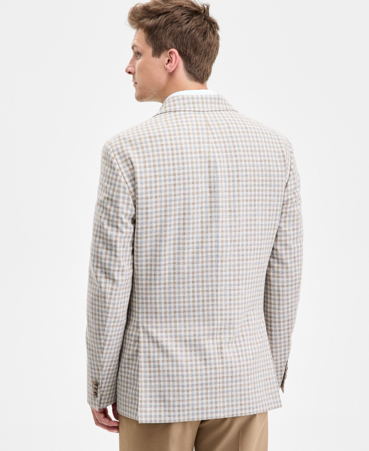 Tommy Hilfiger Mens Modern fit Sport Coat Blazer 38 R Tan Blue Check