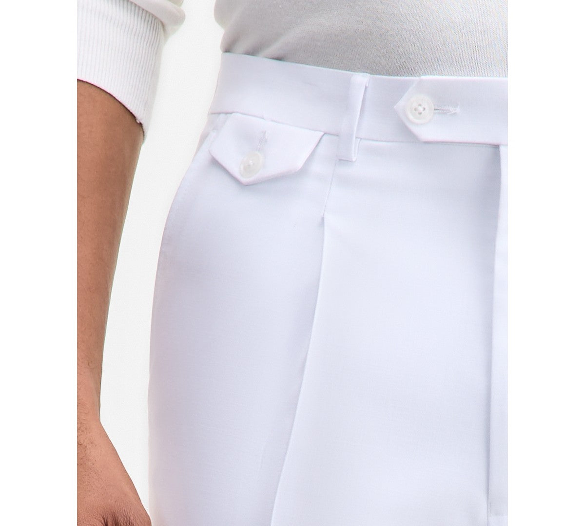 Tayion Mens Classic fit Dress Pants 38 / 32 White Solid