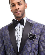 Tayion Collection Men's Classic-Fit Floral Jacquard Dinner Jacket 46 R Purple