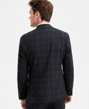 Bar Iii Mens Slim fit Suit Jacket Blazer 36 S Green Burgundy Plaid