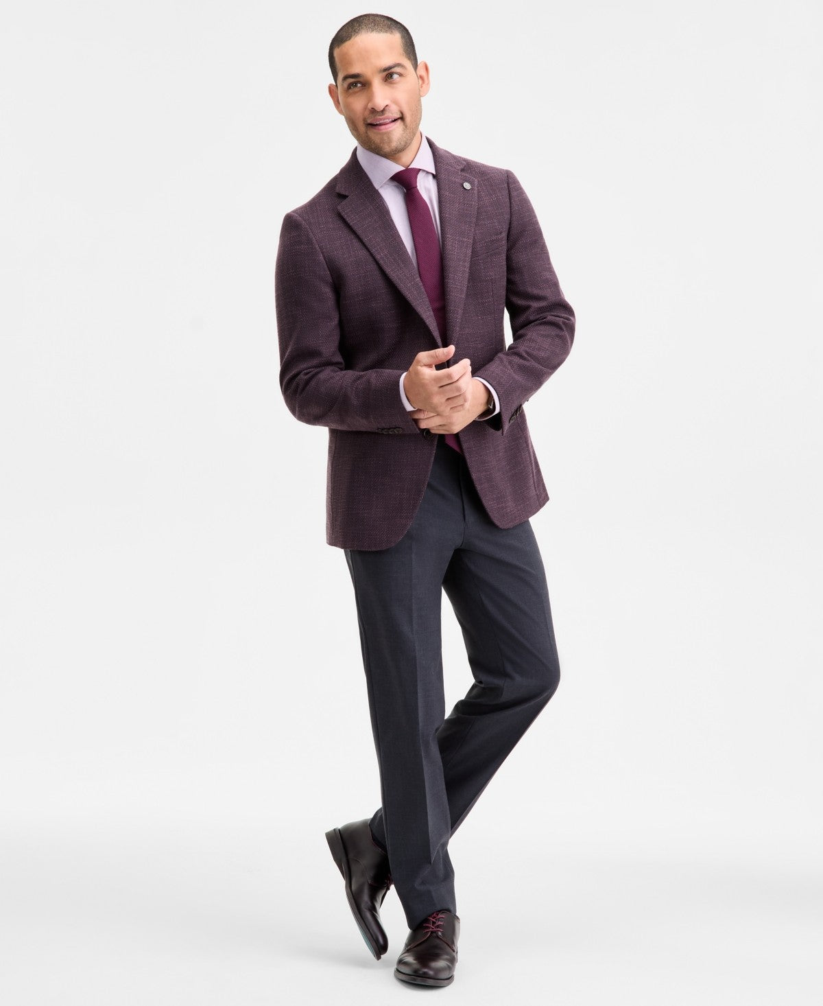 Ted Baker Mens Modern fit Wool Sport Coat Blazer 36 R Berry Red Birdseye