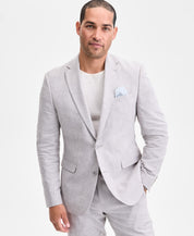 Bar Iii Mens Slim fit Linen Cotton Suit Jacket Blazer 44 R Light Gray Solid