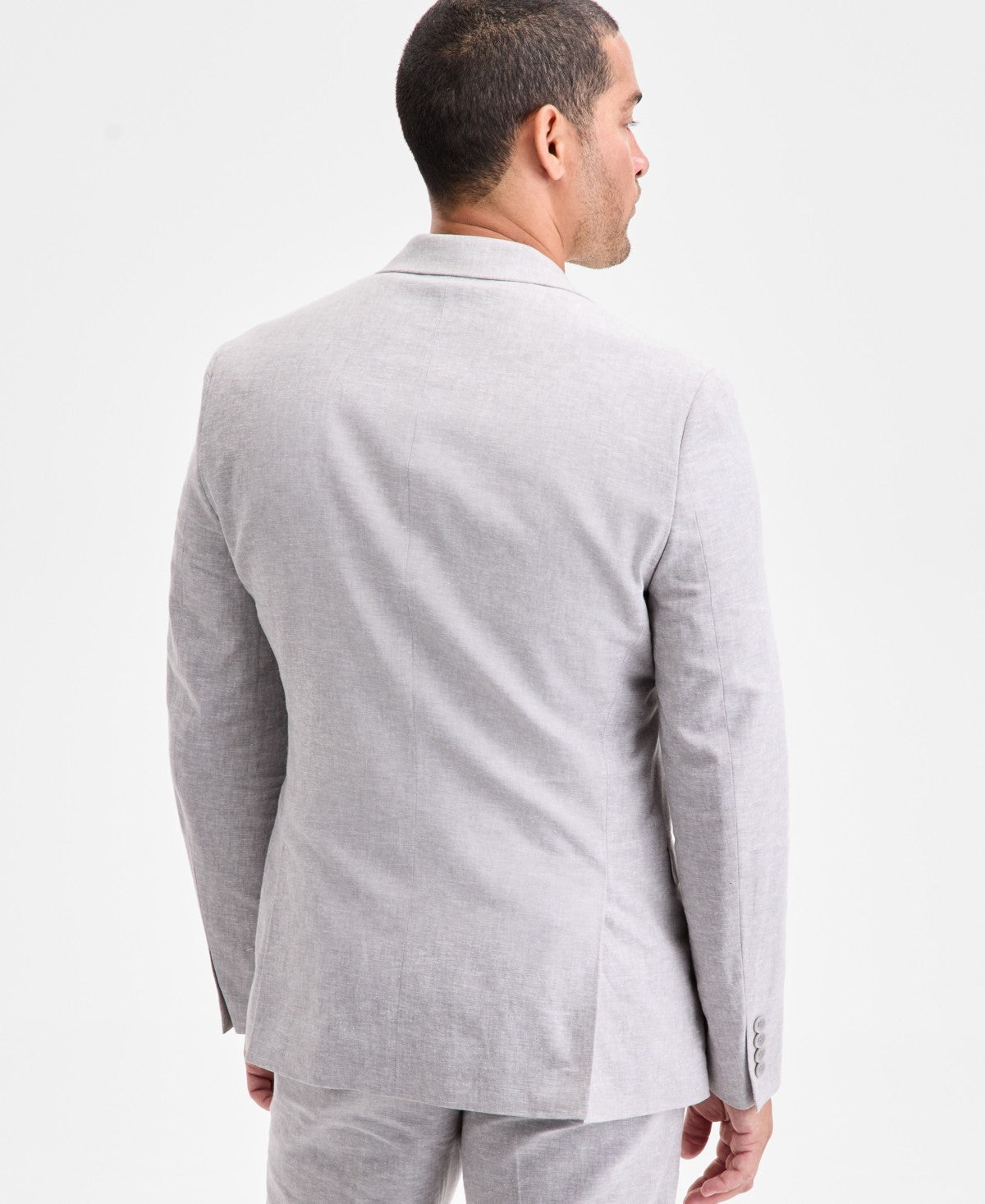 Bar Iii Mens Slim fit Linen Cotton Suit Jacket Blazer 44 R Light Gray Solid