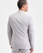 Bar Iii Mens Slim fit Linen Cotton Suit Jacket Blazer 44 R Light Gray Solid