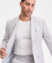 Bar Iii Mens Slim fit Linen Cotton Suit Jacket Blazer 44 R Light Gray Solid