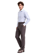 Tayion Mens Classic fit Dress Pants 42 / 32 Brown Plaid Stretch
