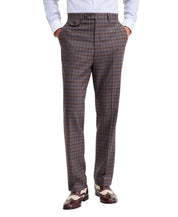 Tayion Mens Modern fit Dress Pants 44 / 30 Brown Blue Plaid