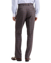 Tayion Mens Modern fit Dress Pants 44 / 30 Brown Blue Plaid