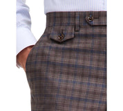 Tayion Mens Classic fit Dress Pants 42 / 32 Brown Plaid Stretch