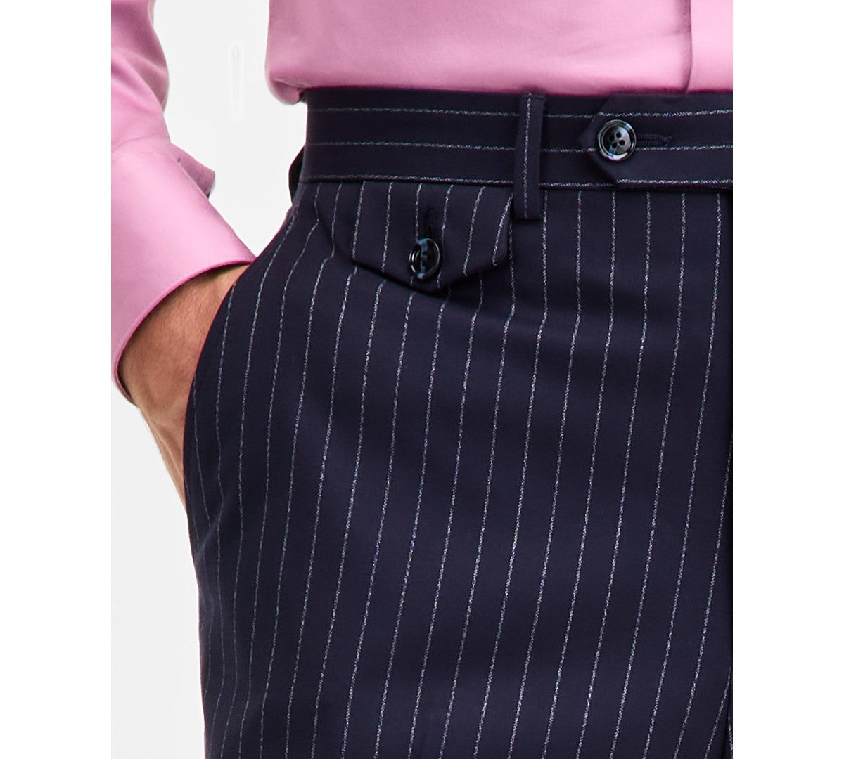 Tayion Mens Classic fit Dress Pants 44 / 32 Navy Blue Striped