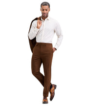 Tayion Mens Classic fit Dress Pants 34 / 32 Brown Solid