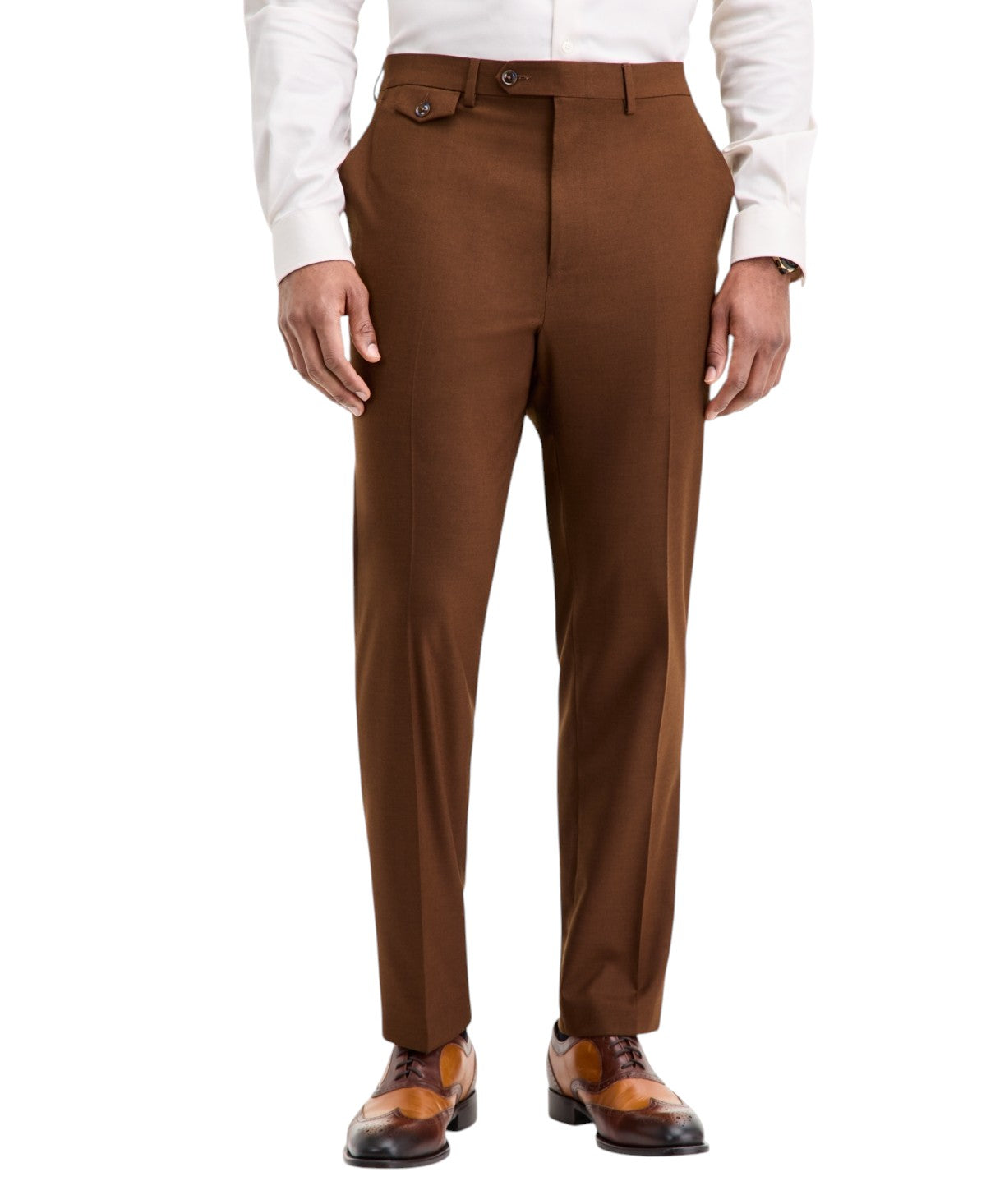 Tayion Mens Classic fit Dress Pants 34 / 32 Brown Solid