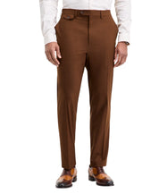 Tayion Mens Classic fit Dress Pants 34 / 32 Brown Solid