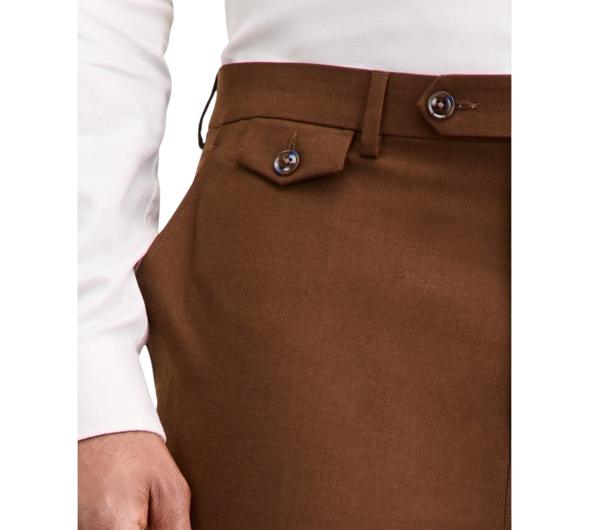 Tayion Mens Classic fit Dress Pants 34 / 32 Brown Solid