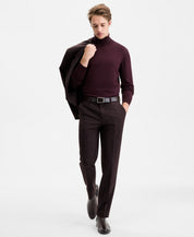 Hugo Boss Mens Modern fit Wool Dress Pants 33 / 32 Burgundy Red Plaid