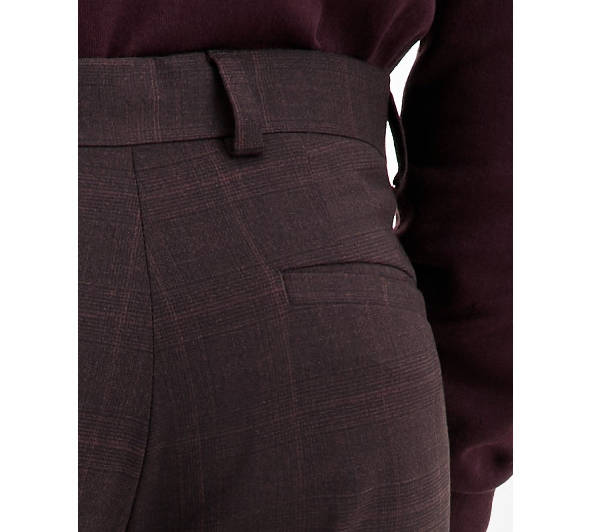Hugo Boss Mens Modern fit Wool Dress Pants 33 / 32 Burgundy Red Plaid