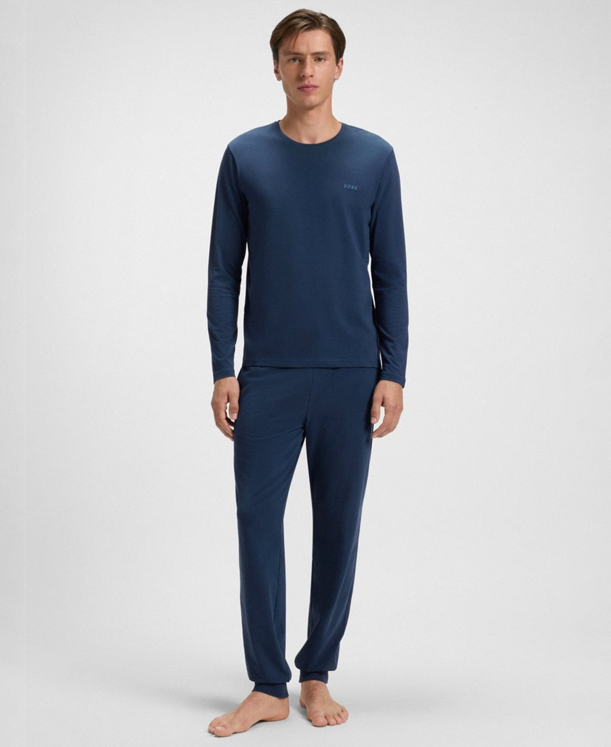 Hugo Boss Mens Long Sleeve Crewneck T-Shirt Dark Blue Large