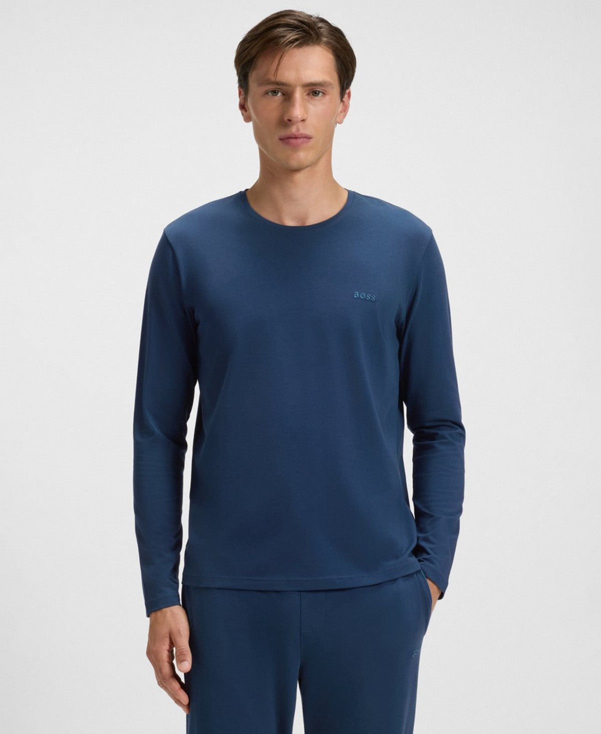 Hugo Boss Mens Long Sleeve Crewneck T-Shirt Dark Blue XL