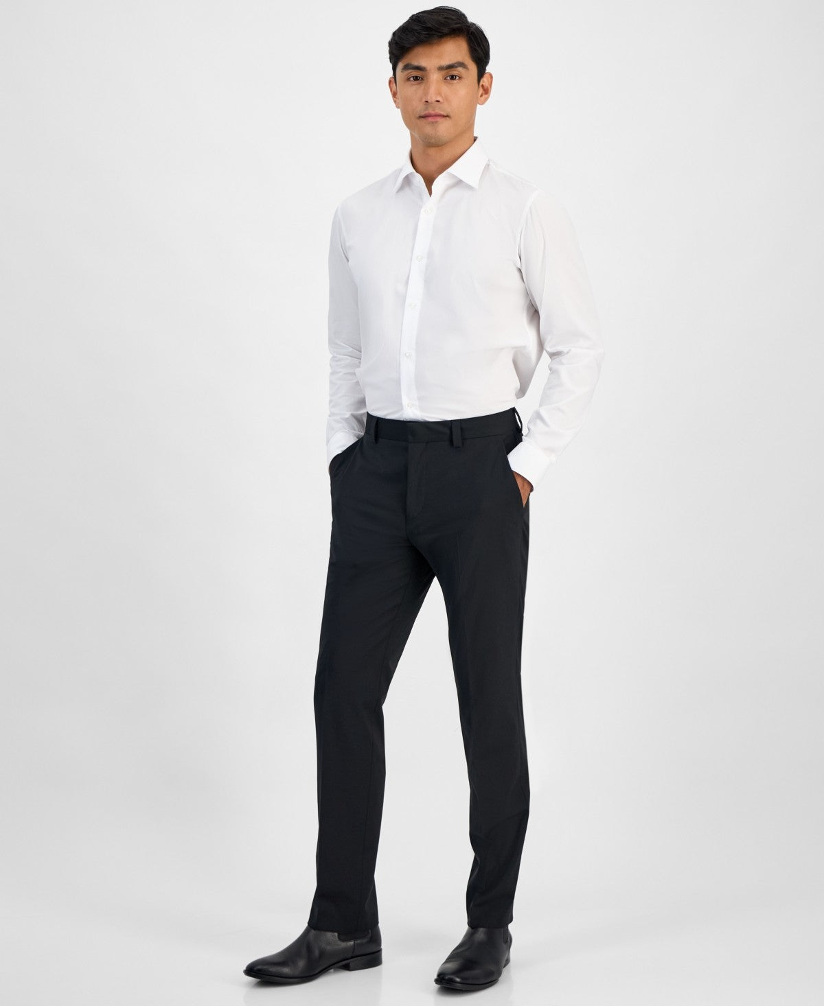Hugo Boss Mens Modern fit Dress Pants 40 / 32 Black Solid Stretch