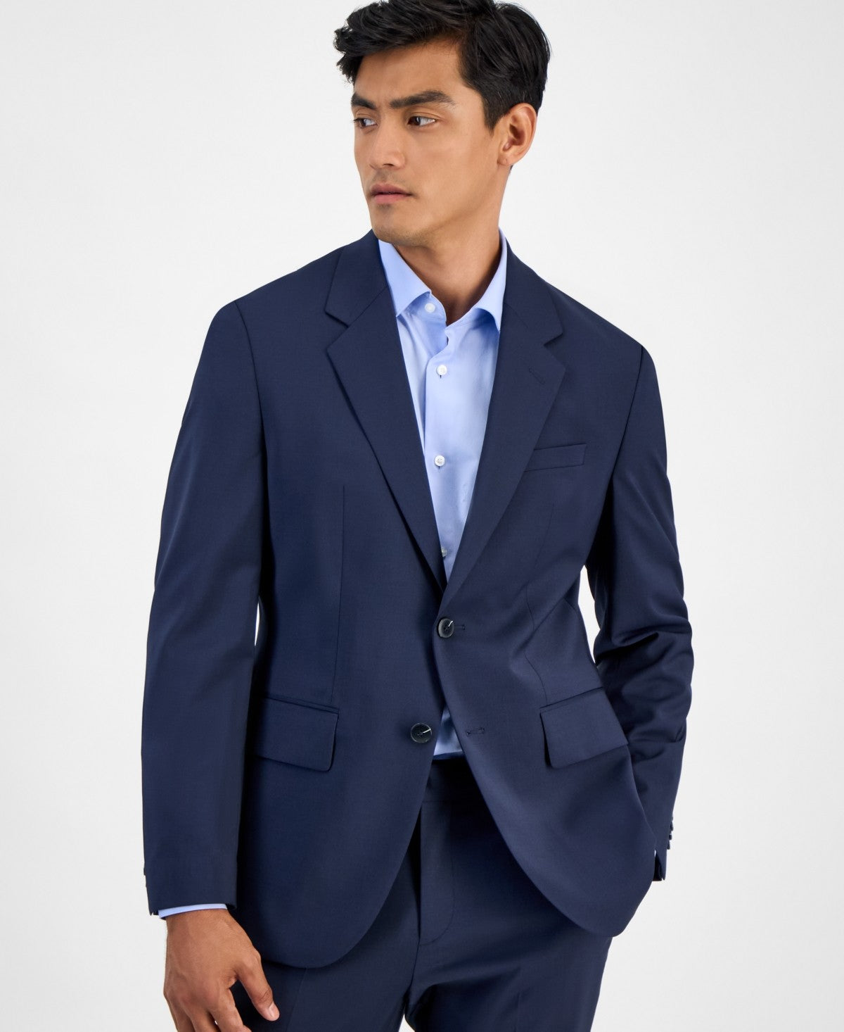 Hugo Boss Mens Modern fit Wool Suit Jacket Blazer 36 S Navy Blue Solid