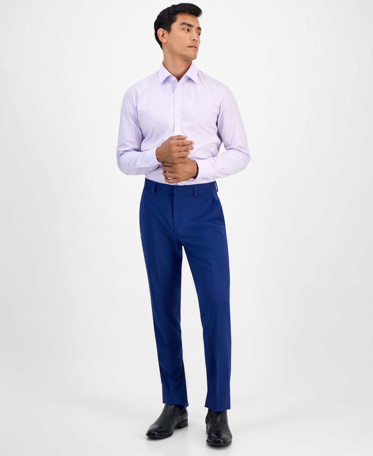 Hugo Boss Mens Modern fit Wool Dress Pants 40 / 30 Blue Solid