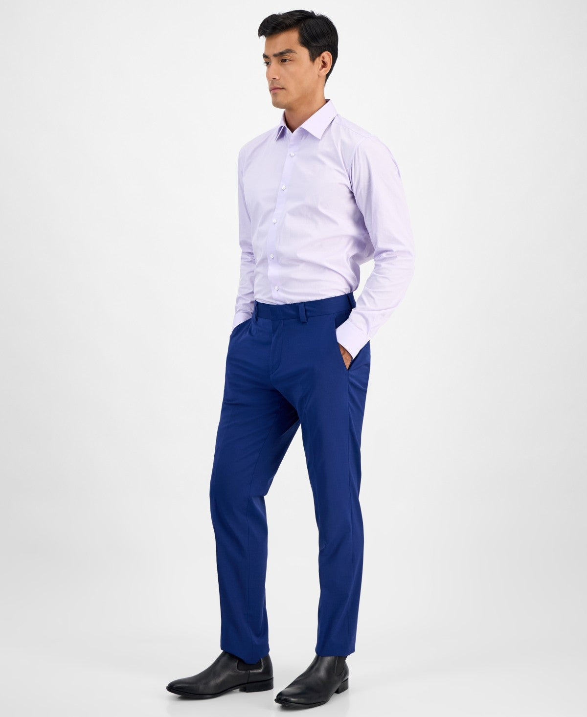 Hugo Boss Mens Modern fit Wool Dress Pants 40 / 30 Blue Solid