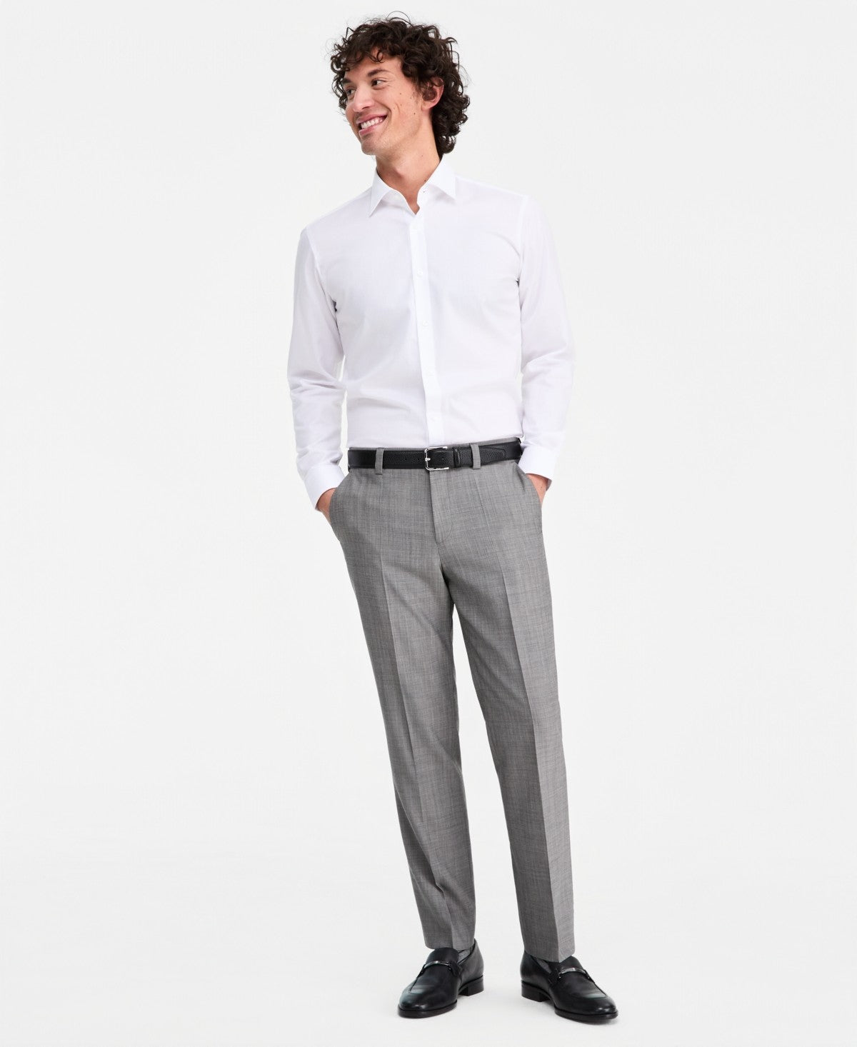 Hugo Boss Mens Modern fit Wool Dress Pants 40 / 30 Grey Solid