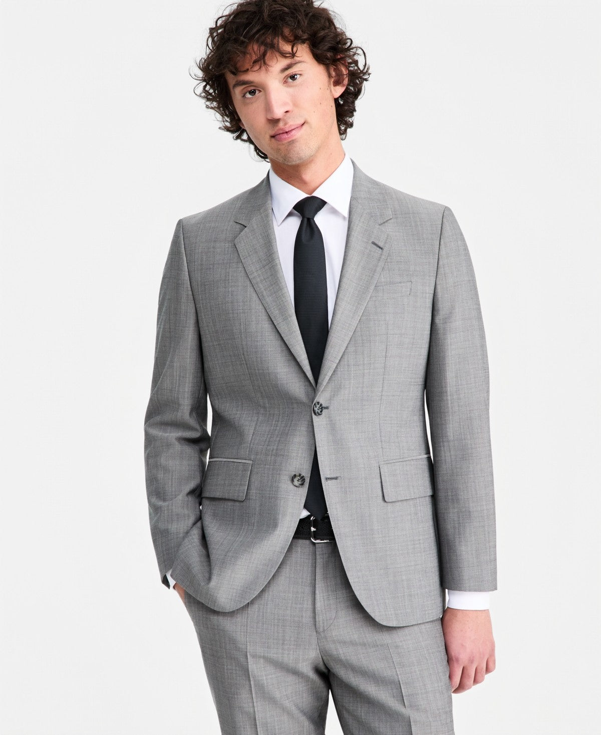 Hugo Boss Mens Modern fit Wool Suit Jacket Blazer 38 R Gray Solid