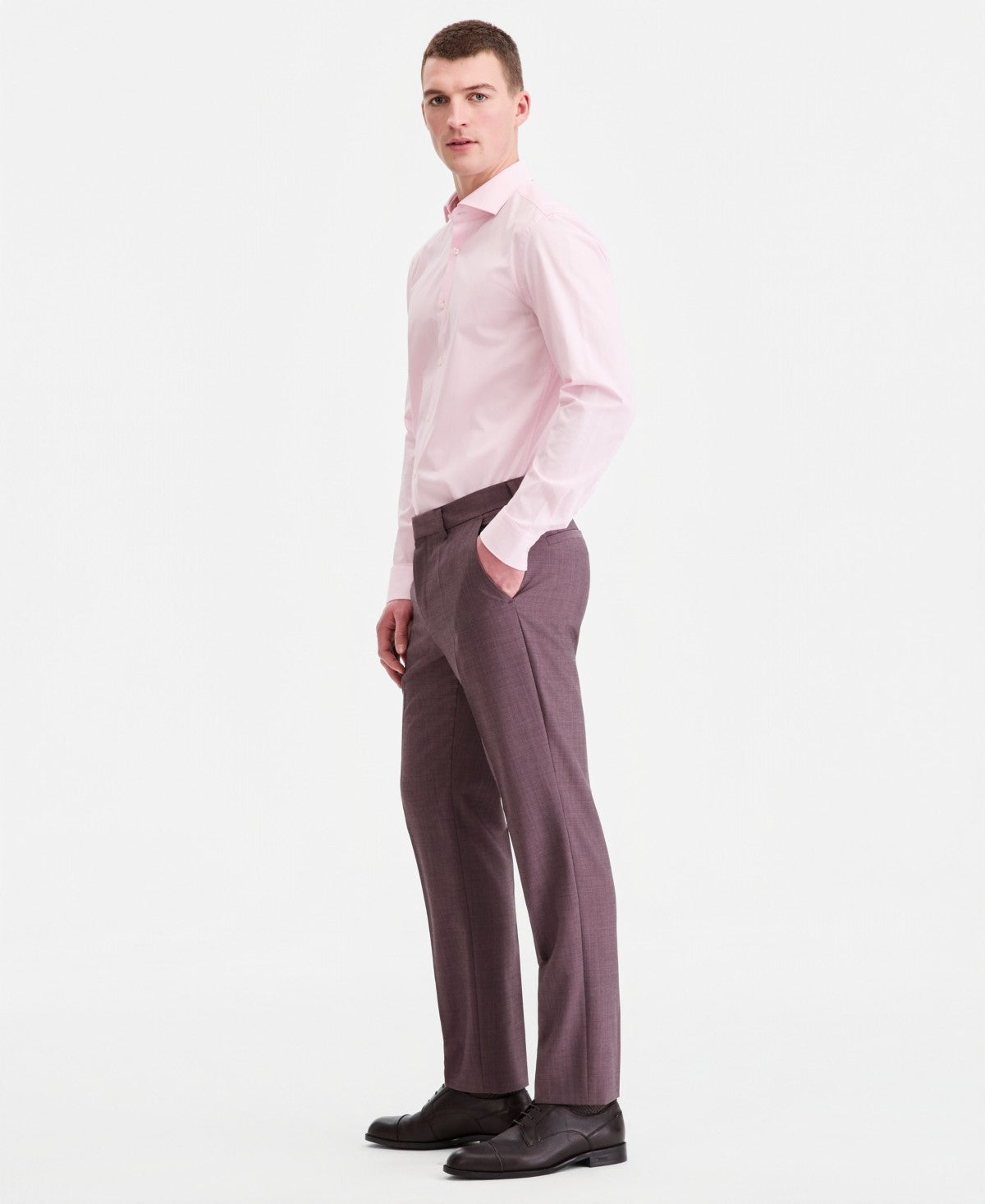 Hugo Boss Mens Modern fit Wool Dress Pants 33 / 32 Brown Solid