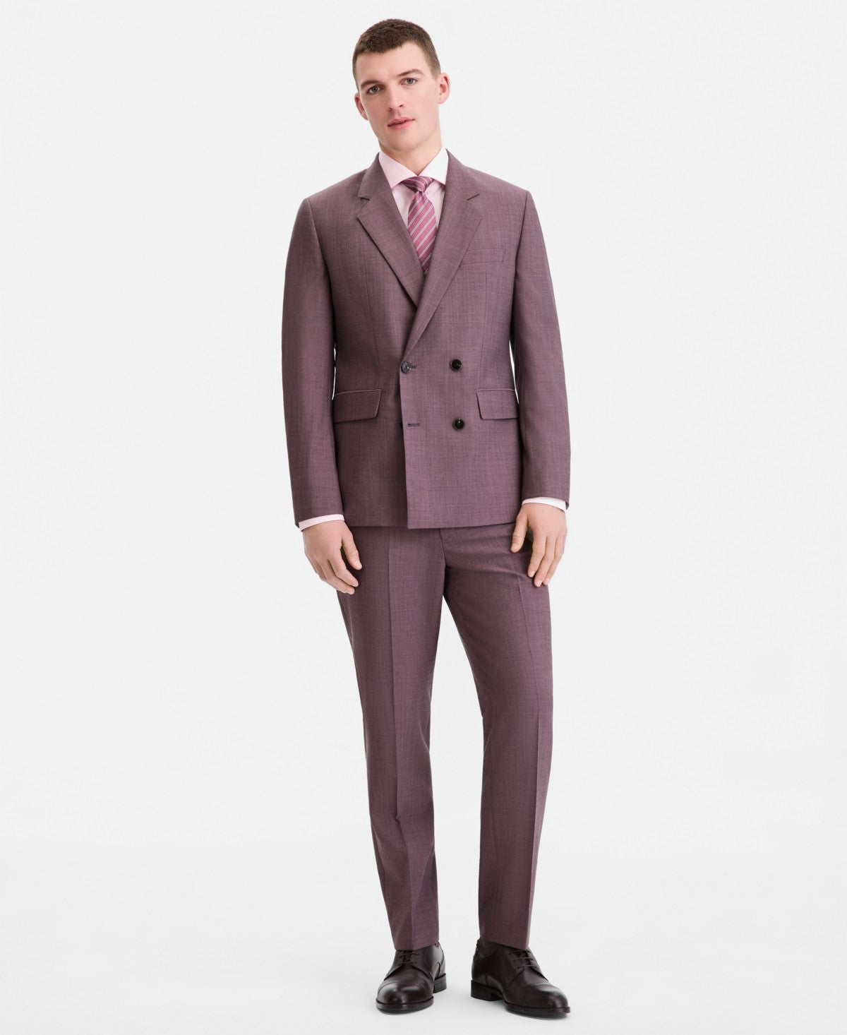 Hugo Boss Mens Modern fit Wool Double Breasted Suit Jacket Blazer 44 S Purple