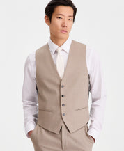 Hugo Boss Mens Modern-Fit Suit Vest 46 R Tan Medium Beige