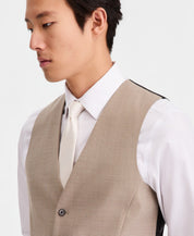 Hugo Boss Mens Modern-Fit Suit Vest 46 R Tan Medium Beige