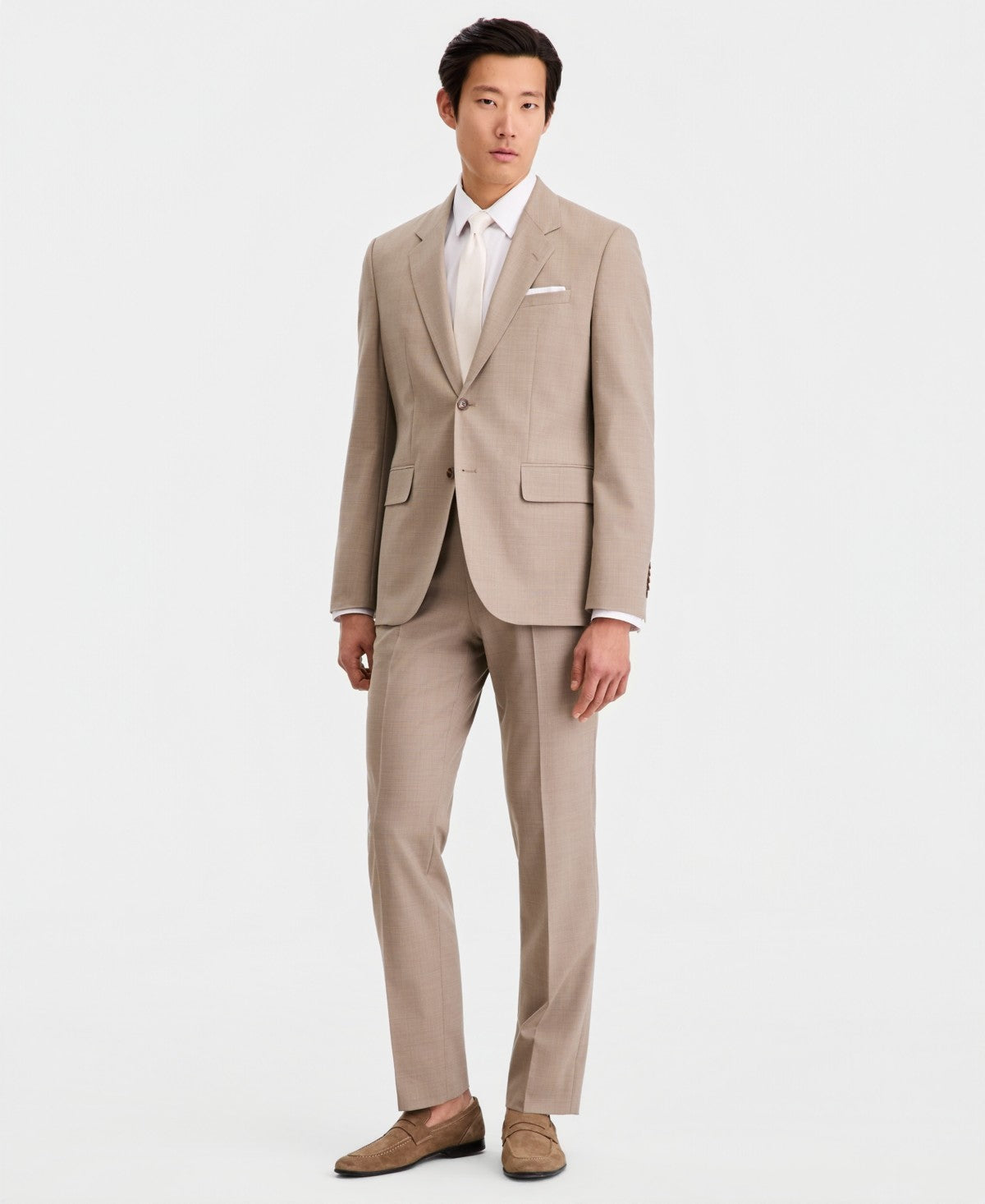 Hugo Boss Mens Modern fit Wool Suit Jacket Blazer 42 S Light Brown Beige Solid