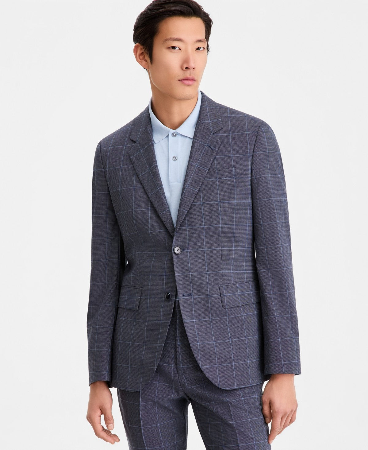 Hugo Boss Mens Modern fit Wool Suit Jacket Blazer 36 S Blue Plaid