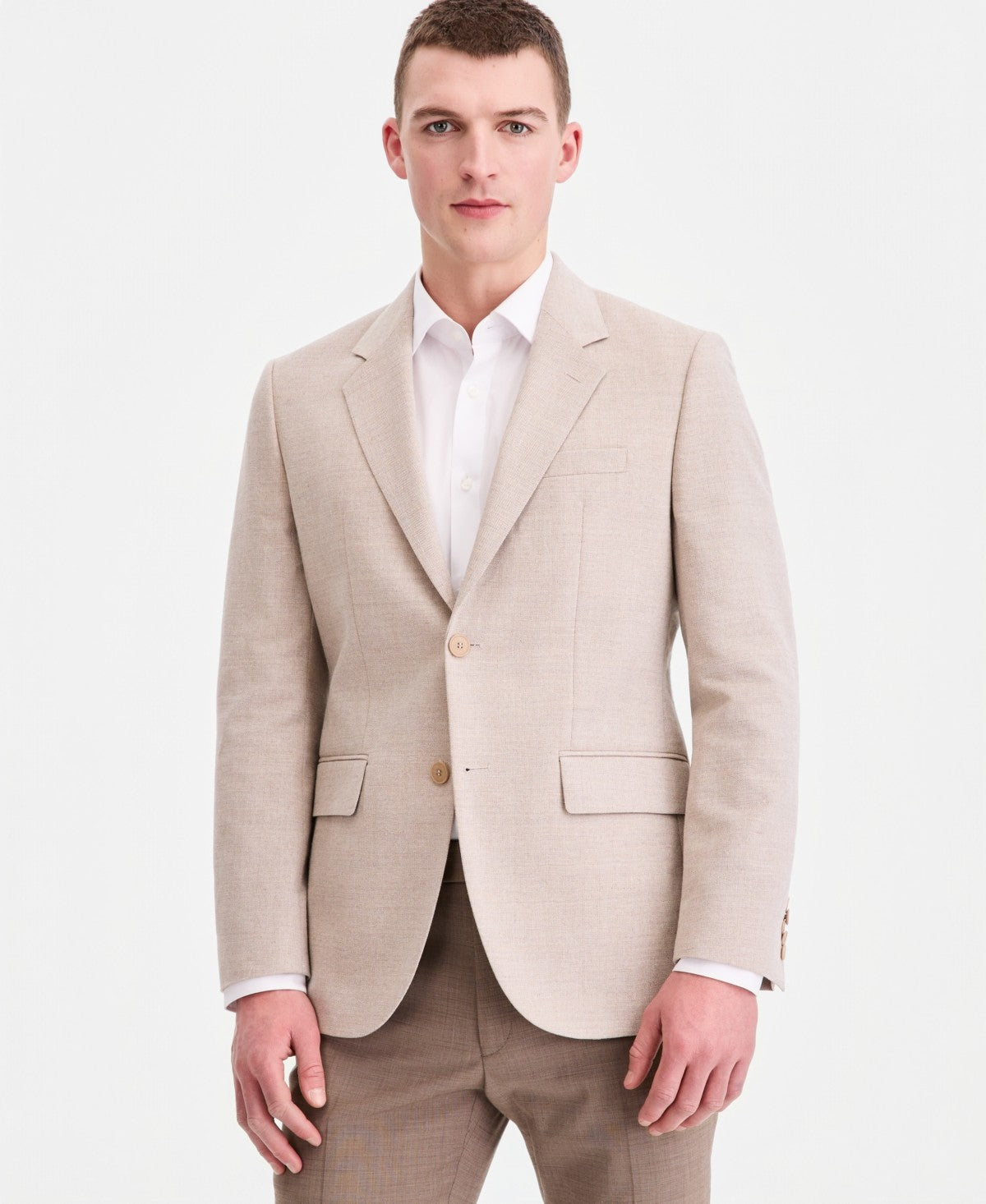 Hugo Boss Mens Modern fit Linen Cotton Sport Coat Blazer 36 S Beige Solid