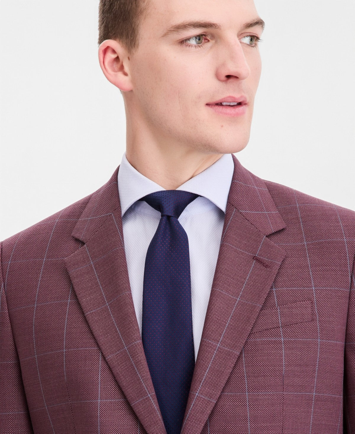 Hugo Boss Mens Modern fit Wool Sport Coat Blazer 42 R Red Blue Plaid