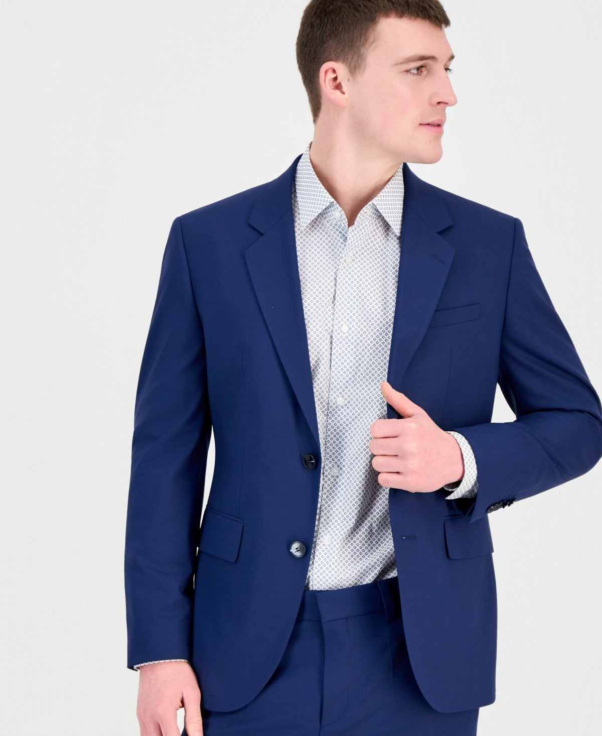 Hugo Boss Mens Modern fit Wool 2 Piece Suit 42 R Pants 36 / 32 Monaco Blue Solid