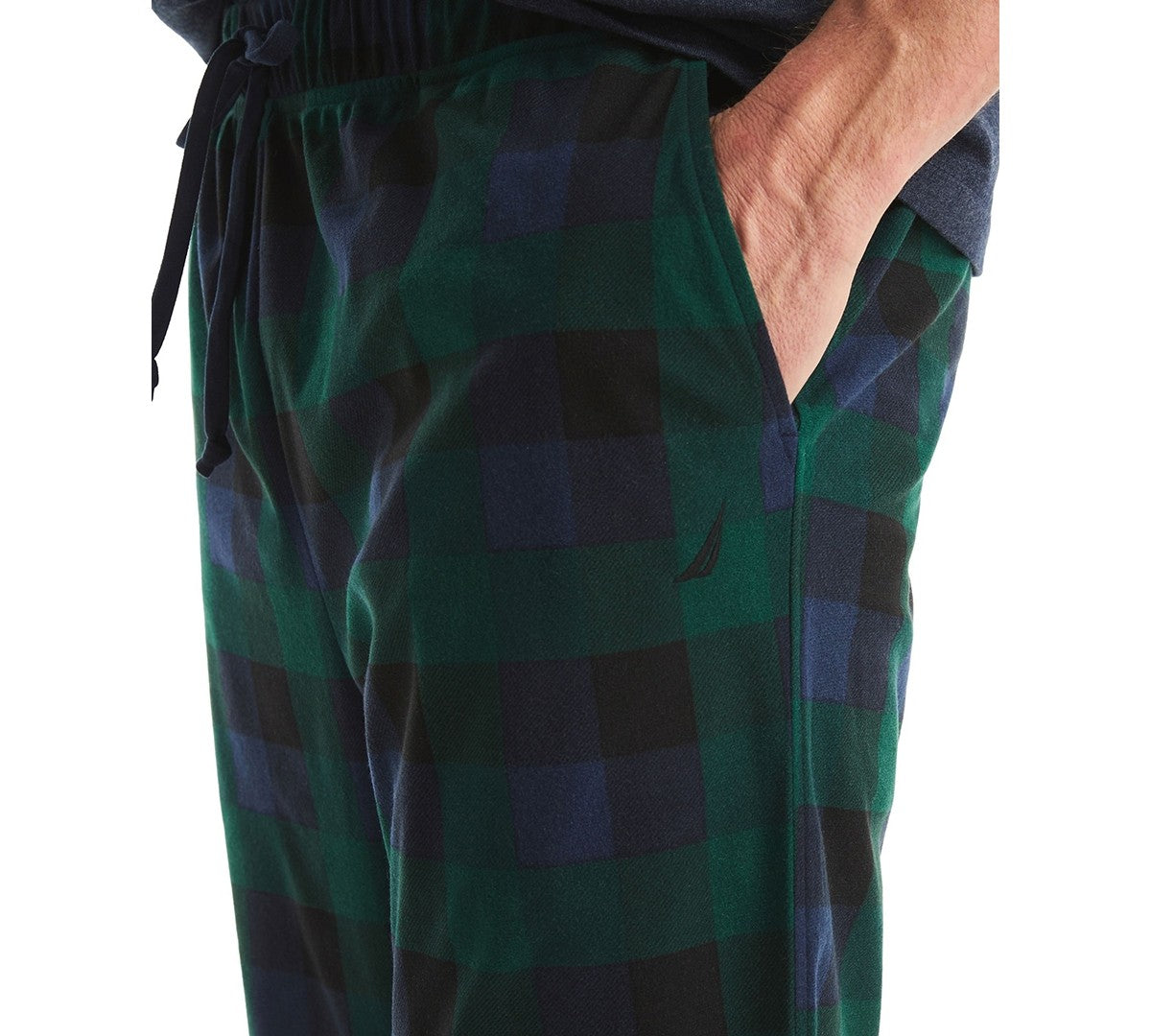Nautica Mens Fleece Plaid Pajama Pants Emraldyard Medium