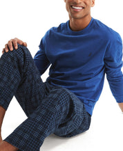 Nautica Mens Fleece Plaid Pajama Pants Navy Large