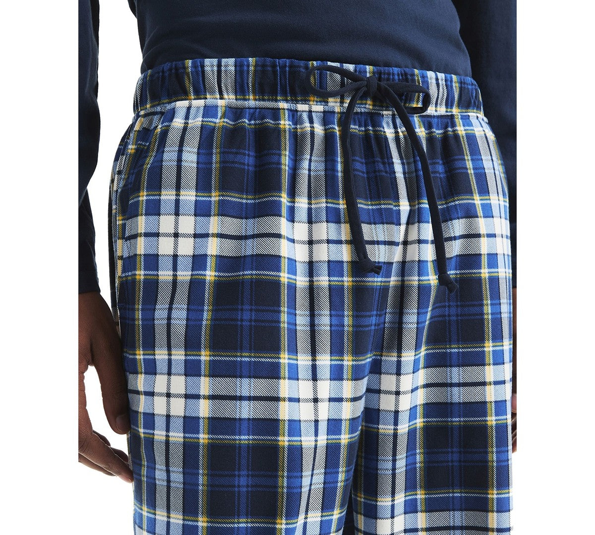 Nautica Mens Fleece Plaid Pajama Pants Navy Seas Large