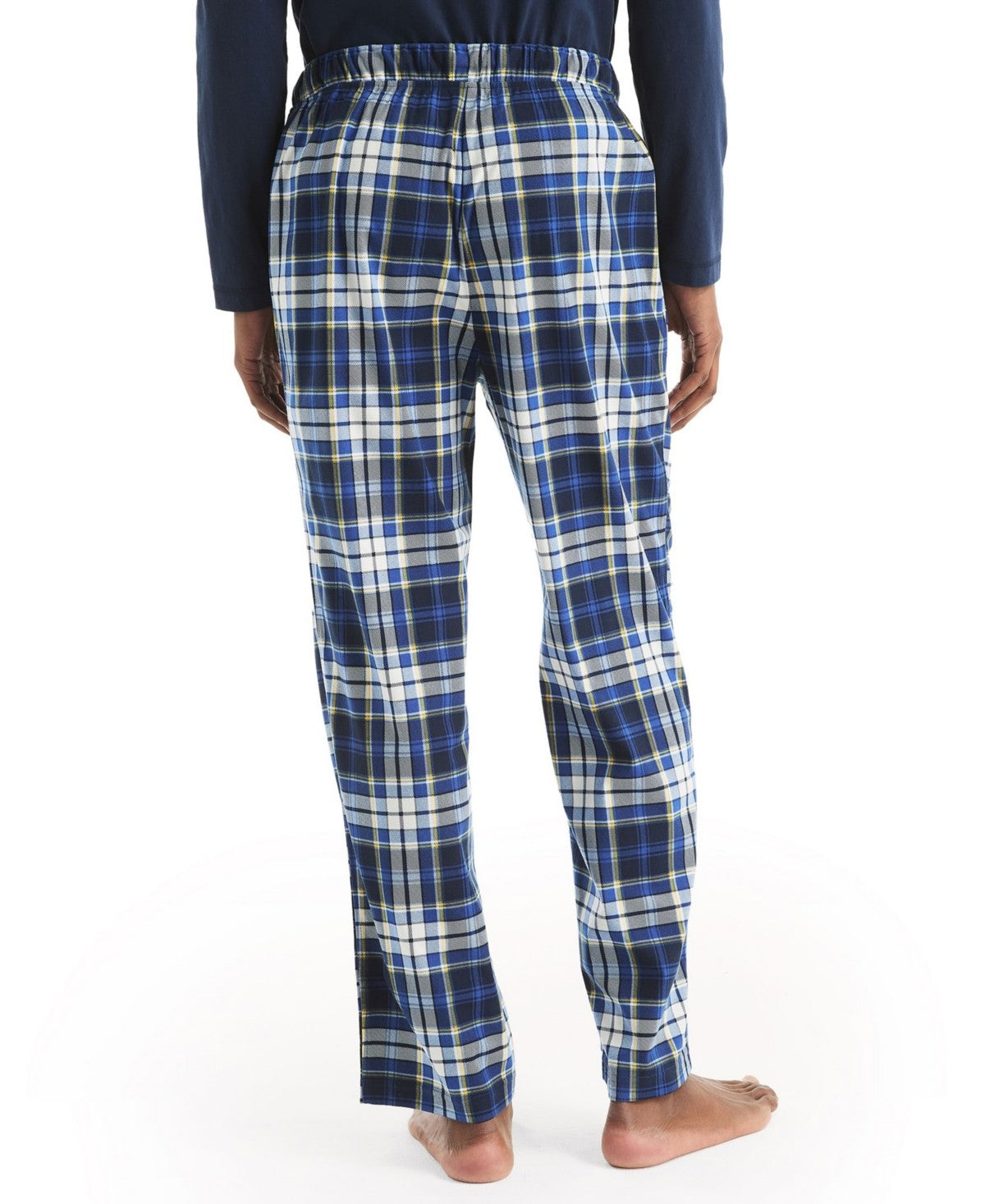 Nautica Mens Fleece Plaid Pajama Pants Navy Seas Large