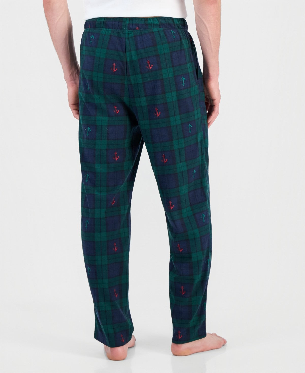 Nautica Mens Fleece Plaid Drawstring Lounge Pants Green XL