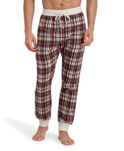Hanes Mens Flannel Plaid Long Sleeve 2 Piece Pajama Set Oatmeal/Red Plaid Large