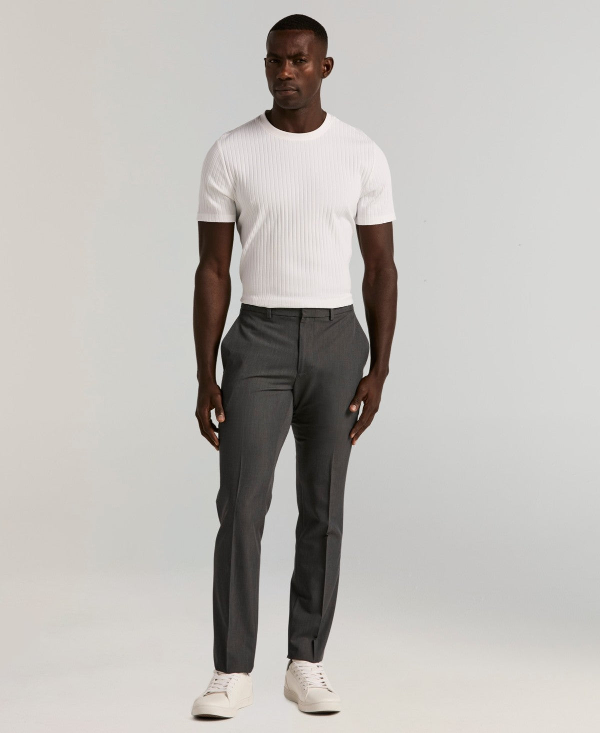 Perry Ellis Portfolio Mens Slim fit Dress Pants 36 / 30 Gray Solid