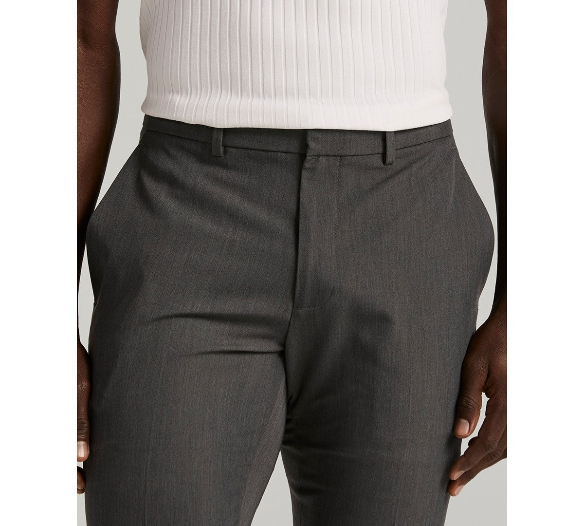 Perry Ellis Portfolio Mens Slim fit Dress Pants 36 / 30 Gray Solid