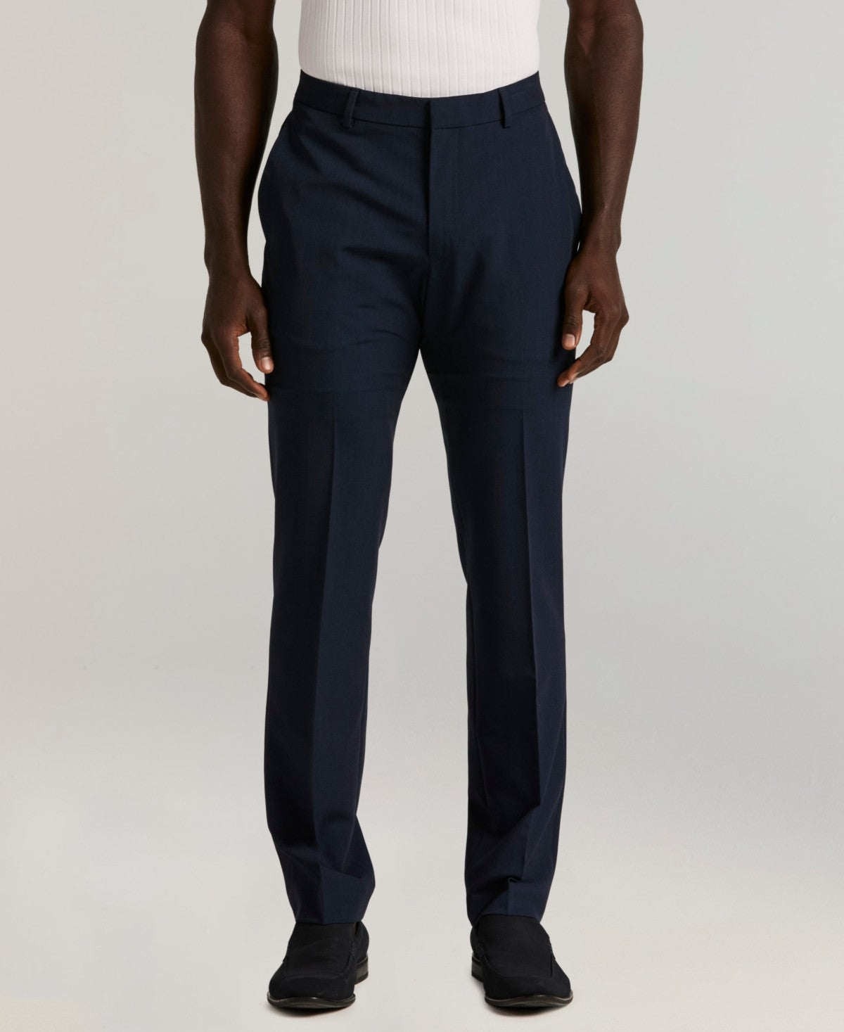 Perry Ellis Portfolio Mens Slim fit Dress Pants 34 / 30 Blue Solid