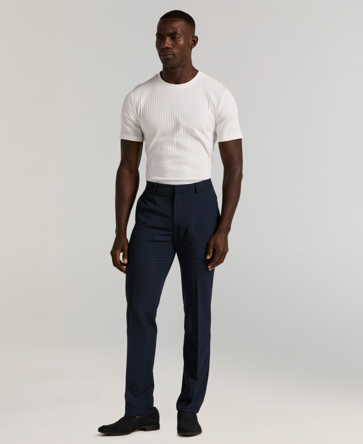 Perry Ellis Portfolio Mens Slim fit Dress Pants 34 / 30 Blue Solid