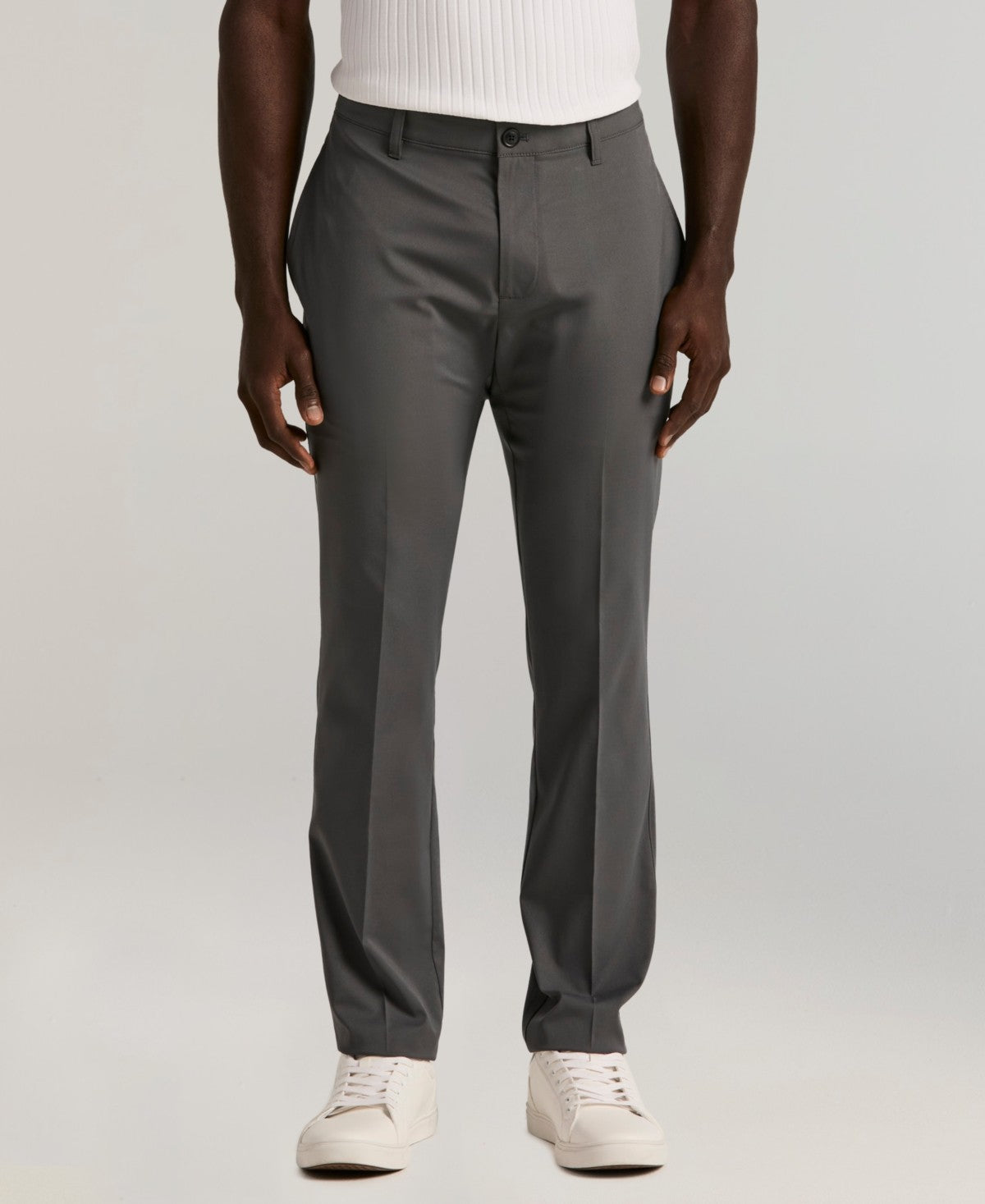 Perry Ellis Portfolio Mens Slim fit Dress Pants 30 / 32 Silver Solid Stretch